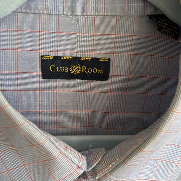 Men’s Club Room Cotton Long Sleeve Button Up Shirt  Blue Size 18 34/35” - Picture 2 of 8